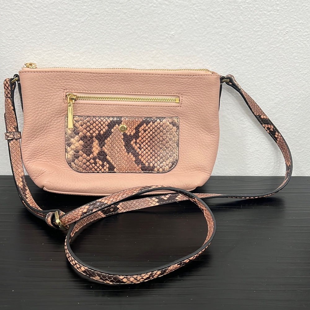 G.I.L.I Bag Small Purse Pink Genuine Leather Snake HandBag Crossbody Zipper